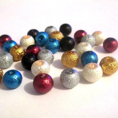 30 perles mélange de couleur brillant en verre 8mm