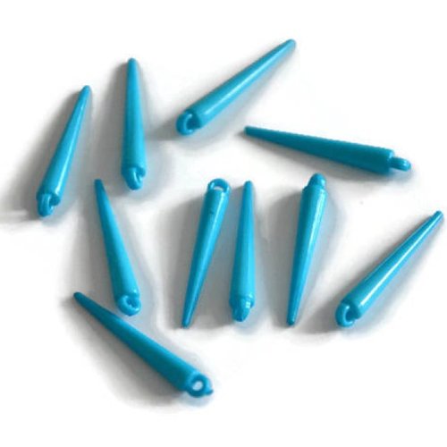 10 perles spike acrylique couleur bleu 33mm