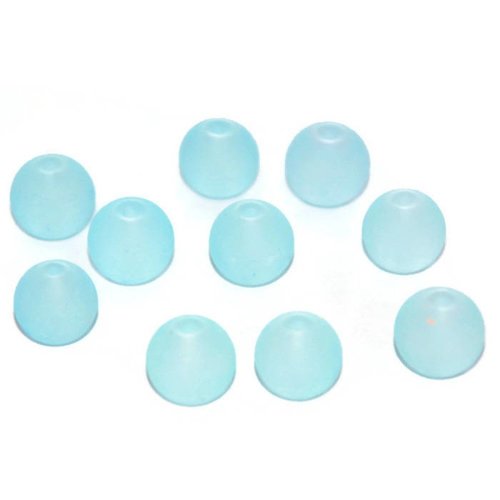 10 perles bleues clair givrées en verre 10mm