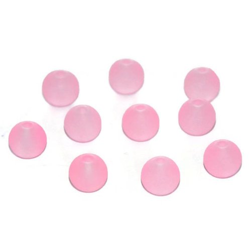 10 perles givrées roses en verre 10mm