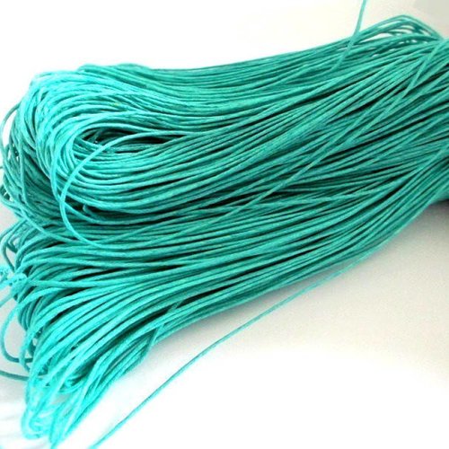 10 mètres fil coton ciré bleu emeraude 1mm