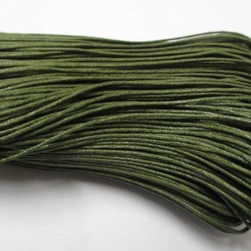10 mètres fil coton ciré vert kaki 1mm