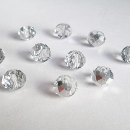 10 perles rondelle cristal irisé a facette 8x10mm