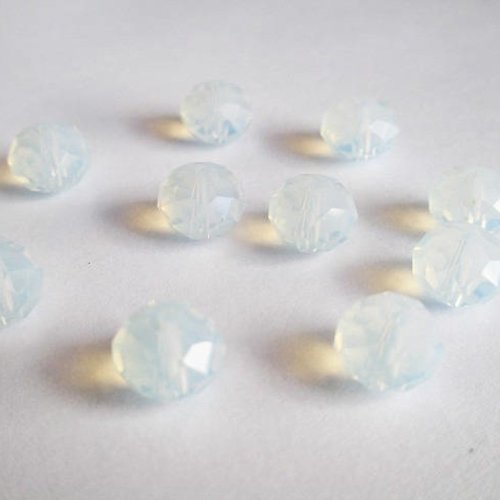 10 perles rondelle cristal irisé a facette couleur blanc 8x10mm