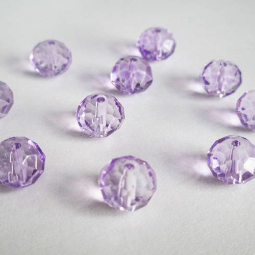 10 perles rondelle cristal irisé a facette couleur mauve 8x10mm