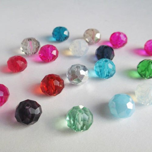 18 perles rondelle cristal irisé a facette mélange de couleur 8x10mm (l1)