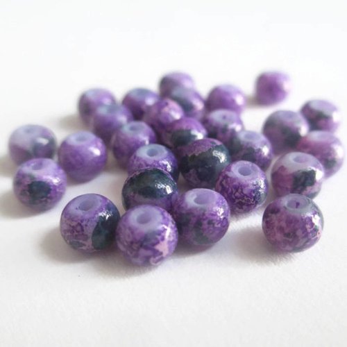 20 perles violet tréfilé vert foncé  en verre peint 4mm