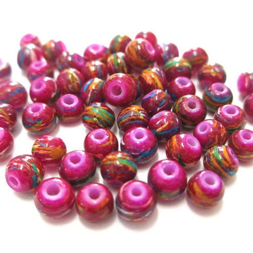 20 perles violine tréfilé multicolore en verre peint 4mm (a-17)