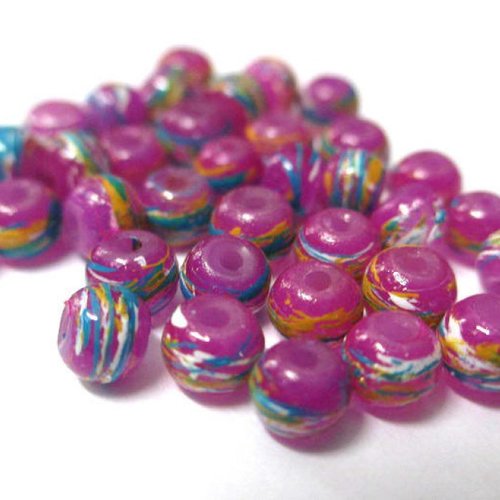 20 perles violine tréfilé multicolore en verre peint 4mm (a-25)