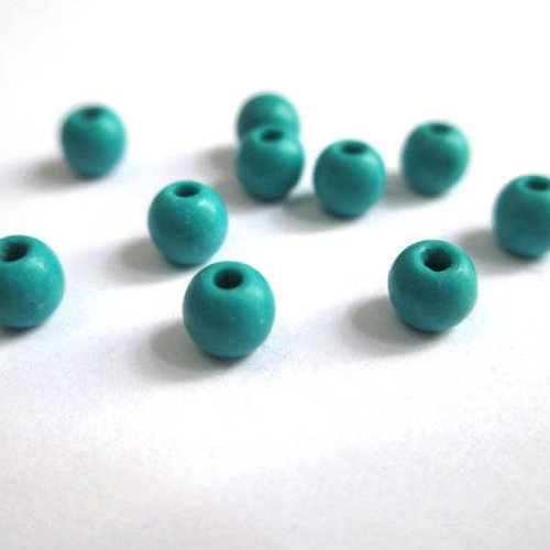 20 perles bleu turquoise  en turquoise de synthèse 4mm