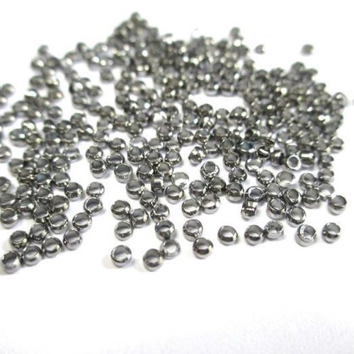 500 perles à écraser métal couleur argenté 2mm