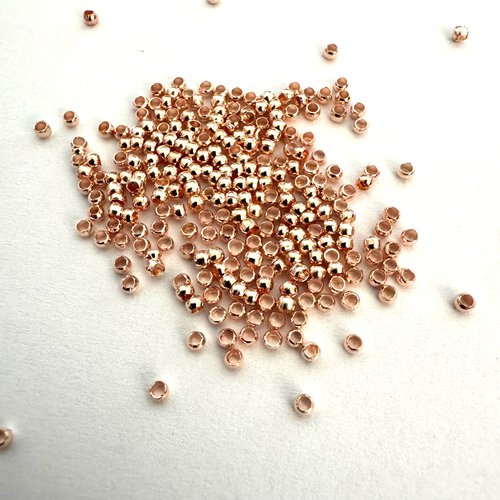 500 perles à écraser métal couleur rose gold 2mm