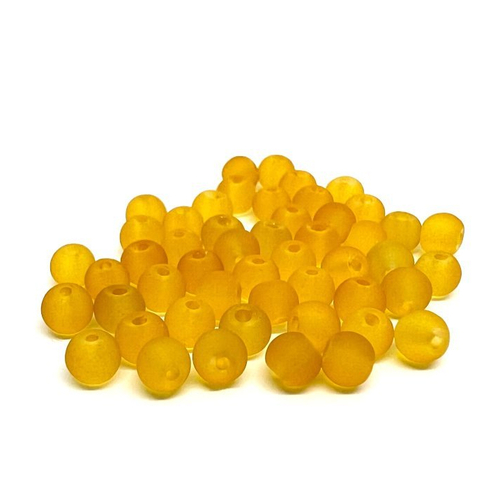 50 perles en verre givrées jaune 4mm (4pv26)