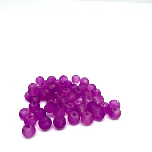 50 perles en verre givrées violine 4mm (4pv37)