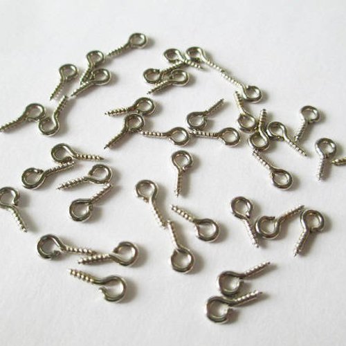 100 pitons à vis couleur argenté 8x4mm
