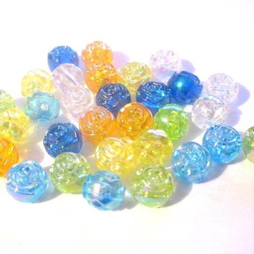 60 perles acrylique fleur ab couleur mélange de couleur 8x7mm