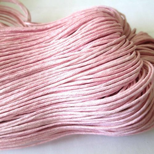 20 mètres fil coton ciré rose 1.5mm