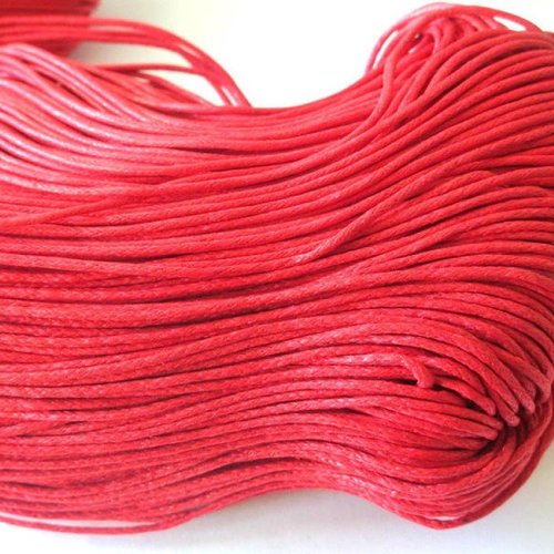 20 mètres fil coton ciré rouge 1.5mm
