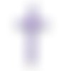 1 connecteur pendentif croix émail violet et métal argenté