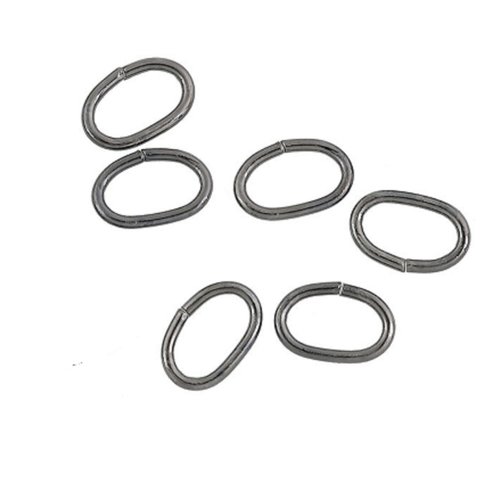 6 anneaux ovale 9 x 6 mm ouvert  métal gris noir anthracite gun métal