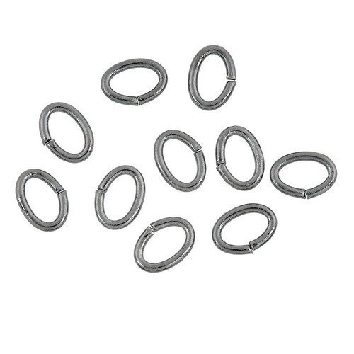 10 anneaux ovales 7 x 5 ouvert  laiton couleur gun métal gris anthracite