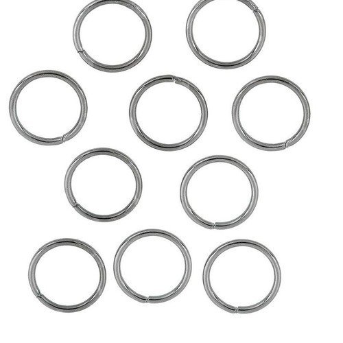 10 anneaux ronds 10 mm ouverts métal gris anthracite gun métal