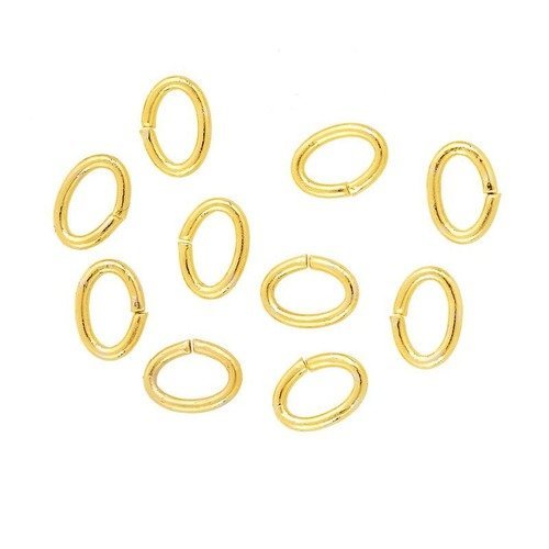 10 anneaux de jonction ouverts ovales 7 x 5 mm métal doré