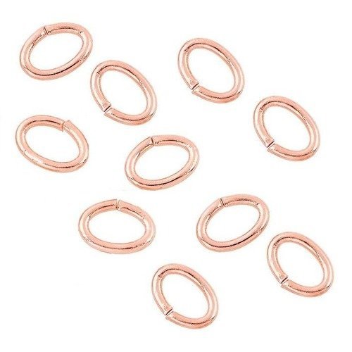 10 anneaux 7 x 5 mm  ovales laiton doré rose