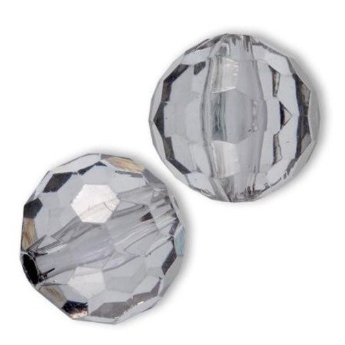 2 perles acrylique grise 16 mm facettes