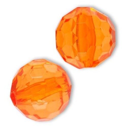 2 perles acrylique 16 mm  orange pampilles à facettes