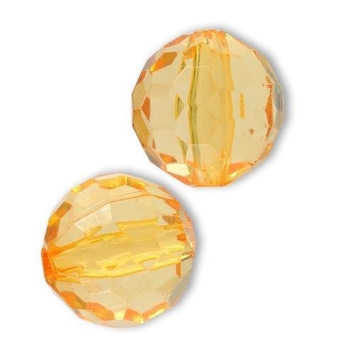 2 perles 16  mm jaune acrylique facettes