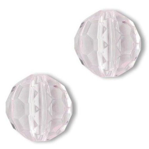 2 perles 16 mm pampilles rose clair acrylique facettes