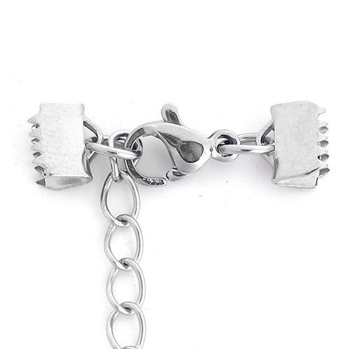 1 ensemble fermoir embouts griffes 6 mm acier inoxydable