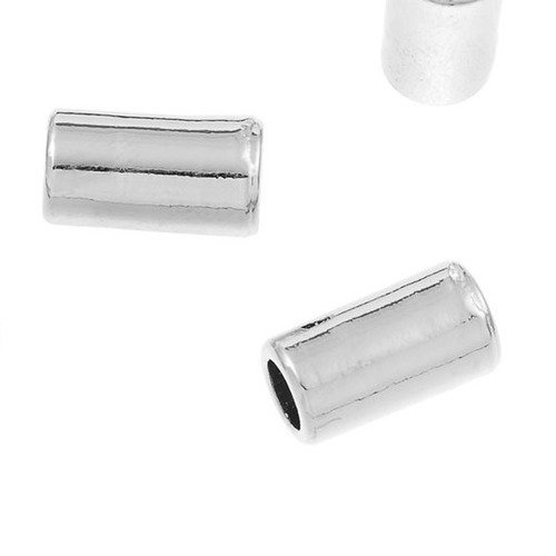Perles x 2 tubes 11 mm passants métal argenté