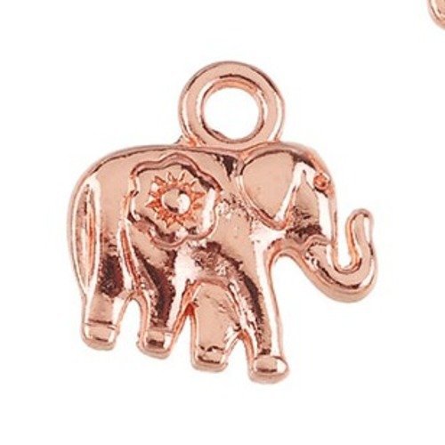 1 pendentif 1 éléphant breloque métal doré rose