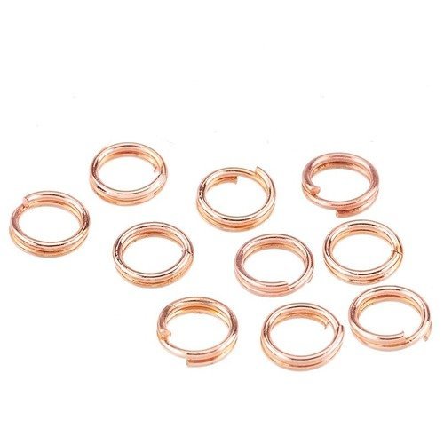 10 anneaux doubles 5 mm métal doré rose
