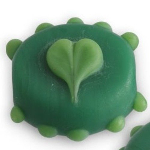 Perle x 1 verre artisanal verte et coeur 