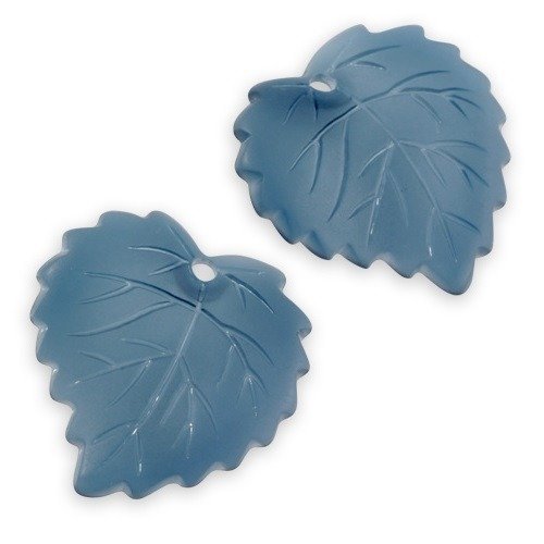 2 pendentifs perles feuilles bleues