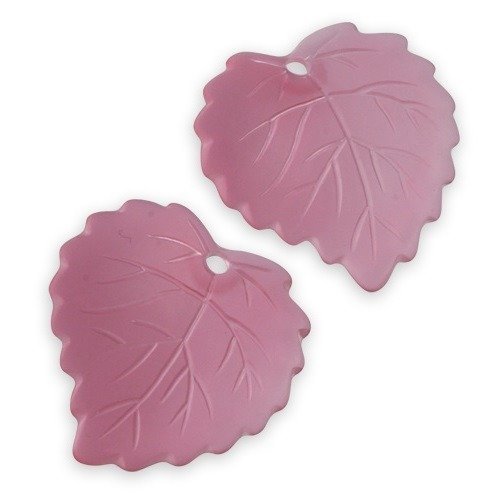 2 pendentifs perles feuilles rose