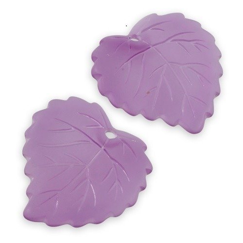 2 pendentifs feuilles acrylique violette