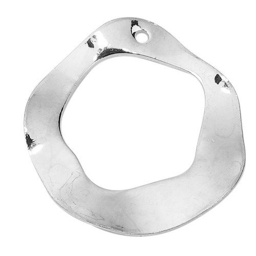 1 pendentif  cercle ondulé métal argenté