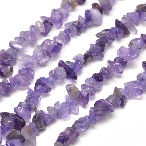 30 perles chips améthyste naturelles violet foncé