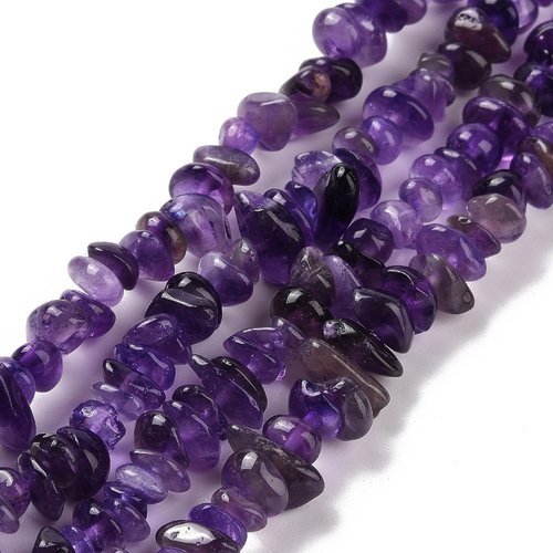 30 perles chips améthyste naturelles violet foncé