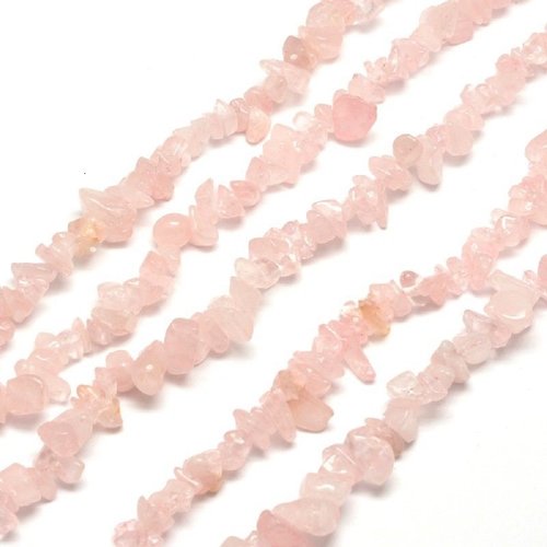 30 perles chips quartz rose pierre de gemme naturelles