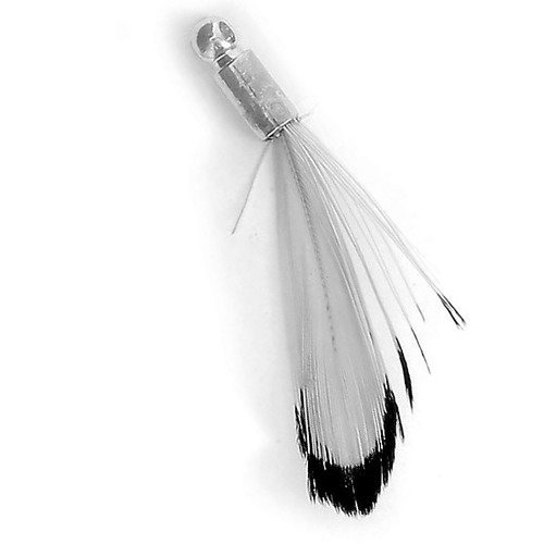 1 plume pendentif gris et noir métal argenté