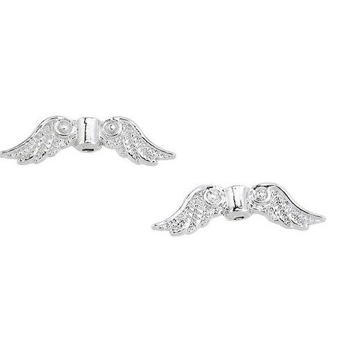2 ailes ange perles métal argenté