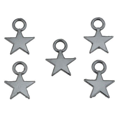 5 pendentifs étoiles métal gun métal