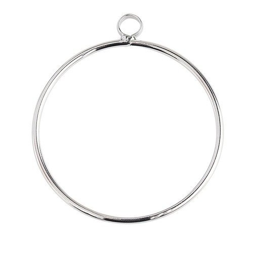 1 pendentif cercle 50 mm créole métal argenté