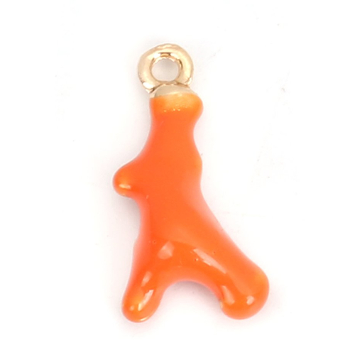 1 pendentif corail orange et doré