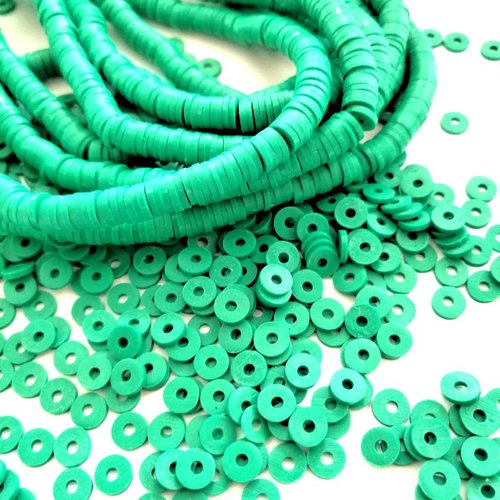 100 perles palets espaceurs polymère fimo vert émeraude 6 mm 